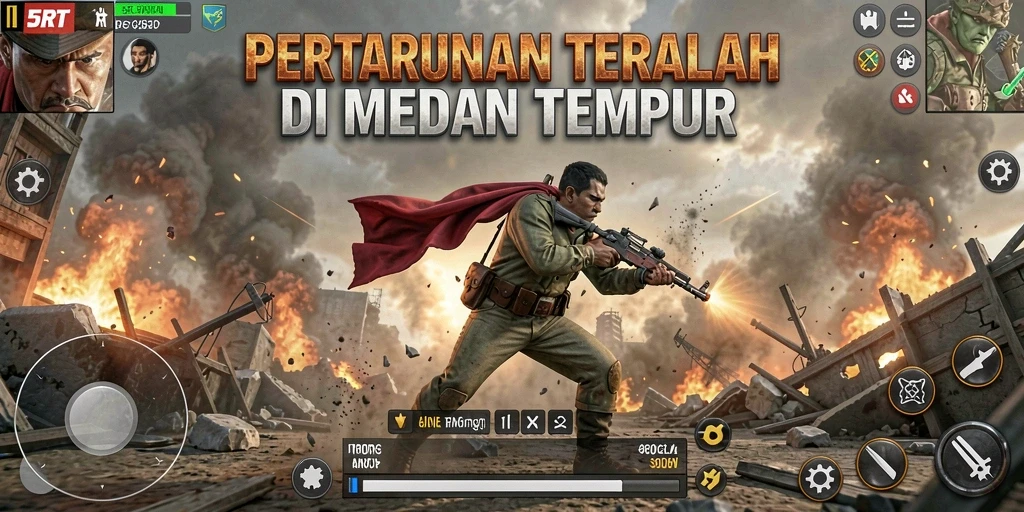 Tampilan permainan 5RT dengan aksi pertarungan Battle Royale yang mendebarkan.