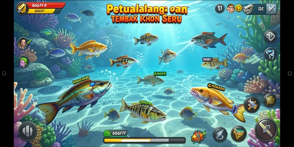Screenshot menampilkan aksi seru dalam permainan Tembak Ikan.