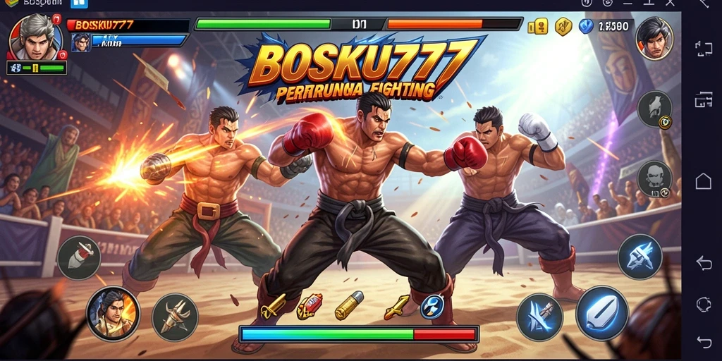 Gameplay BOSKU777 menampilkan pertarungan antara karakter yang unik dan beragam.