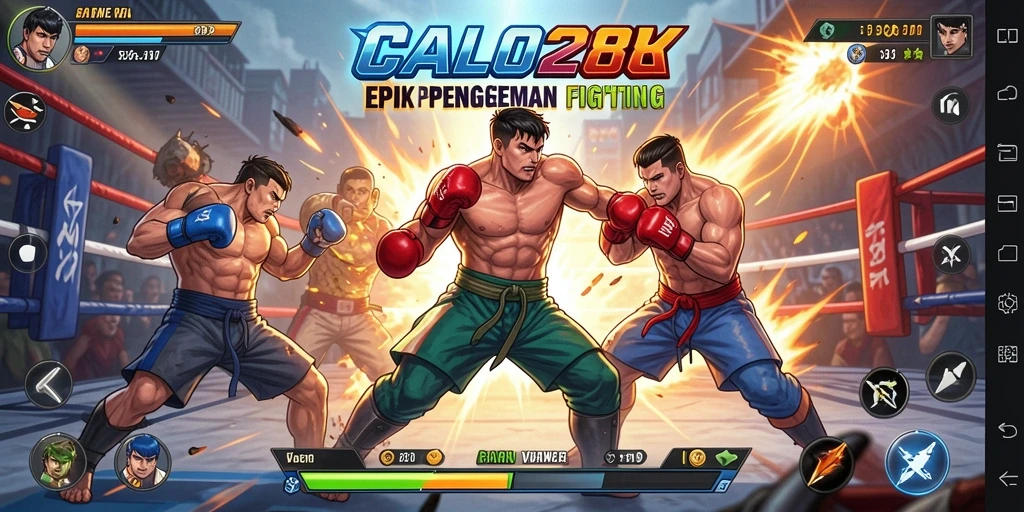 Screenshot utama CALO288 menampilkan aksi pertarungan yang intens dan dinamis.