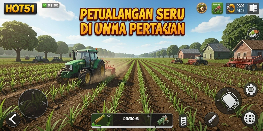 Tampilan gameplay HOT51 yang seru dan menarik dalam dunia pertanian.