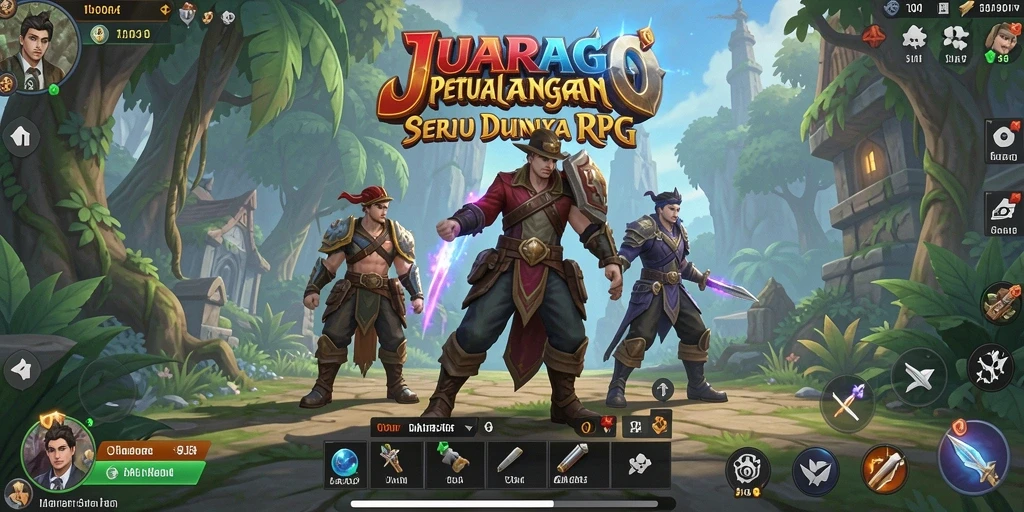 Screenshot gameplay JUARAGO menampilkan pertarungan seru di dunia RPG.