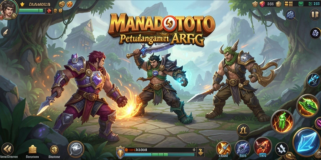 Tampilan gameplay epik dalam MANADOTOTO dengan aksi petualangan yang mendebarkan.