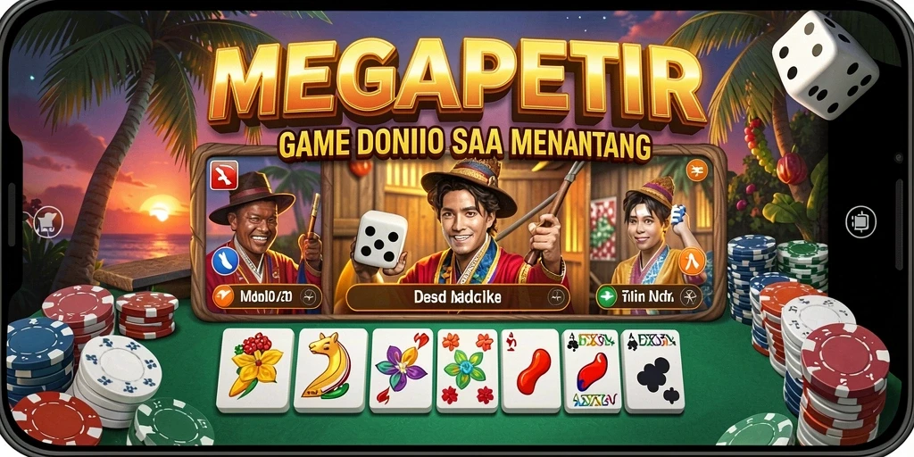 Tampilan gameplay seru dalam MEGAPETIR saat bermain Domino.