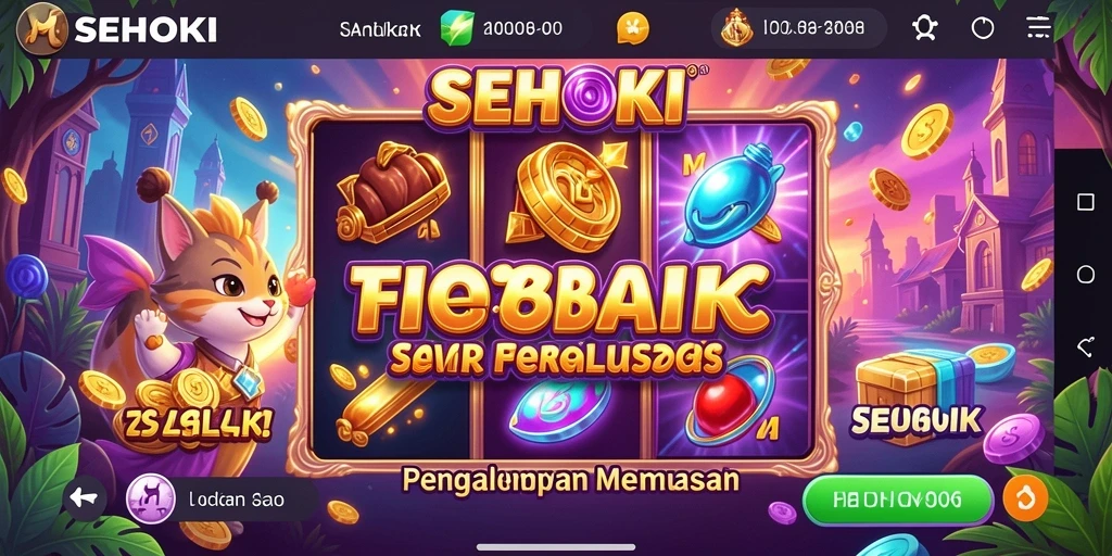 Tampilan gameplay slot SEHOKI yang menarik dan penuh warna.
