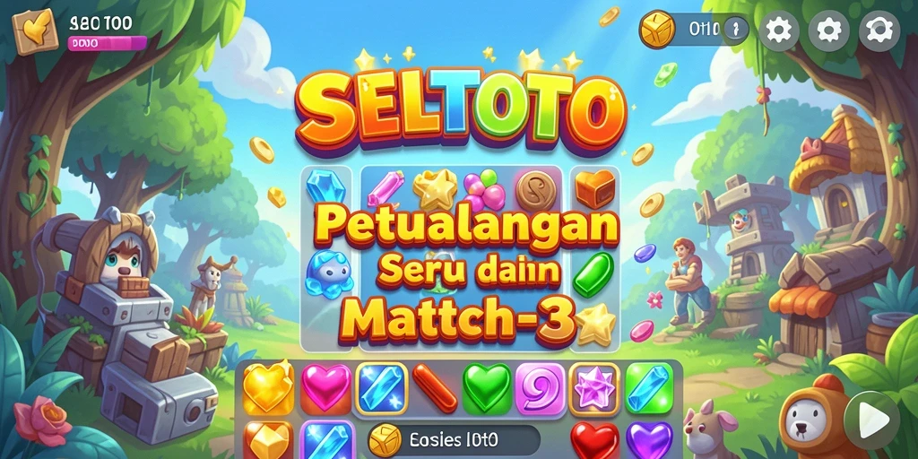 Tampilan menarik gameplay Match-3 dari SELTOTO yang mengasyikkan dan penuh warna.