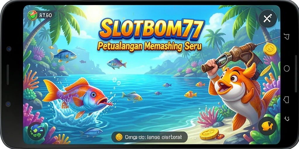 Gameplay SLOTBOM77 yang seru saat memancing ikan besar.